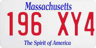 MA license plate 196XY4