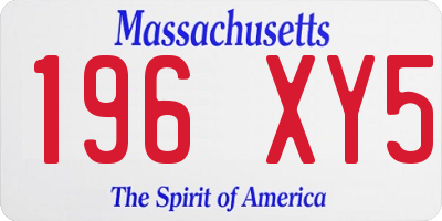MA license plate 196XY5