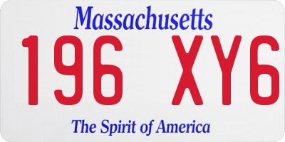 MA license plate 196XY6