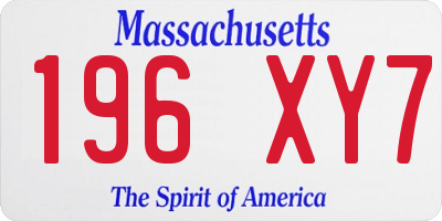 MA license plate 196XY7