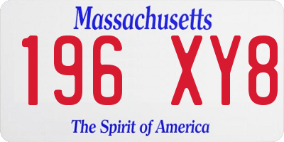 MA license plate 196XY8