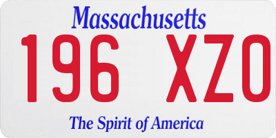 MA license plate 196XZ0