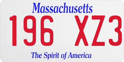 MA license plate 196XZ3