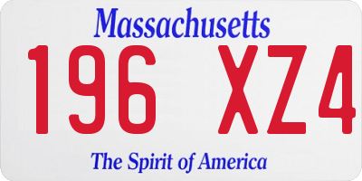 MA license plate 196XZ4