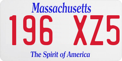MA license plate 196XZ5