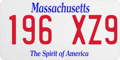 MA license plate 196XZ9