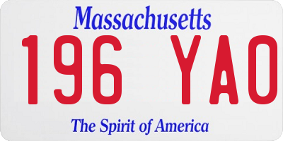 MA license plate 196YA0