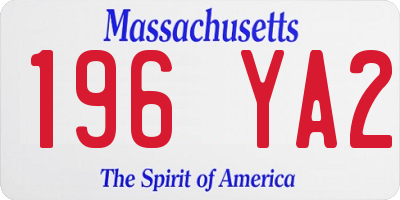 MA license plate 196YA2