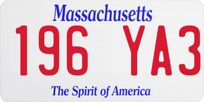 MA license plate 196YA3