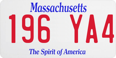 MA license plate 196YA4