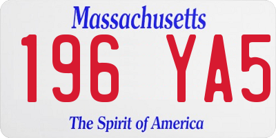 MA license plate 196YA5
