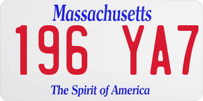 MA license plate 196YA7