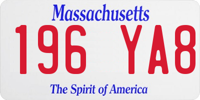 MA license plate 196YA8