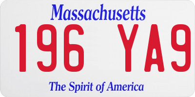 MA license plate 196YA9