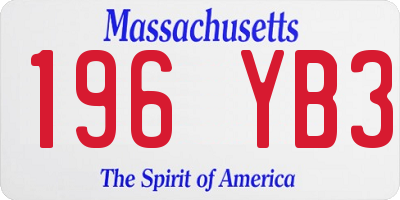 MA license plate 196YB3