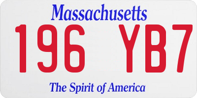 MA license plate 196YB7