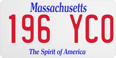 MA license plate 196YC0