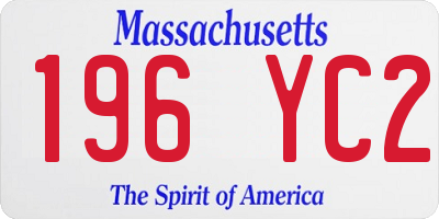 MA license plate 196YC2