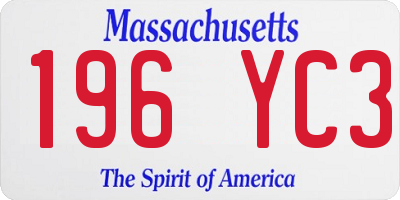 MA license plate 196YC3