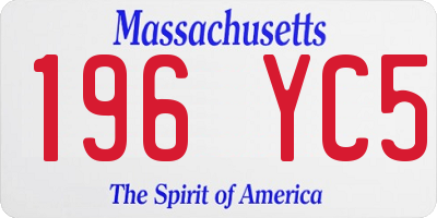 MA license plate 196YC5