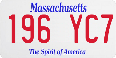 MA license plate 196YC7
