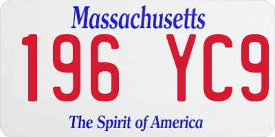 MA license plate 196YC9