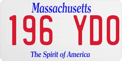 MA license plate 196YD0