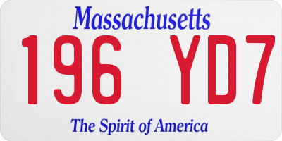MA license plate 196YD7