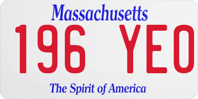 MA license plate 196YE0
