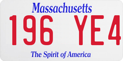 MA license plate 196YE4