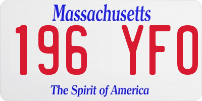 MA license plate 196YF0