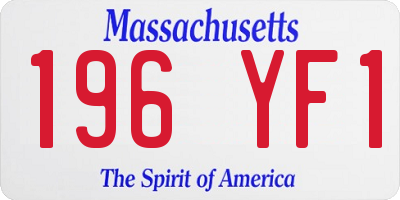 MA license plate 196YF1