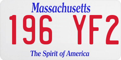 MA license plate 196YF2