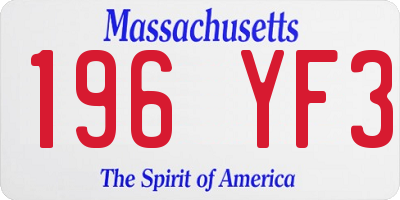 MA license plate 196YF3