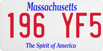 MA license plate 196YF5