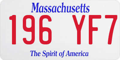 MA license plate 196YF7