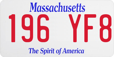 MA license plate 196YF8