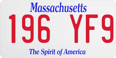 MA license plate 196YF9