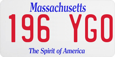 MA license plate 196YG0