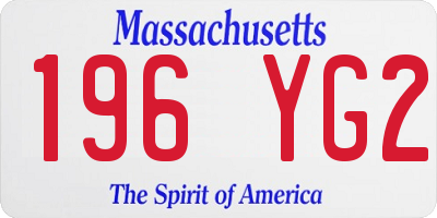 MA license plate 196YG2