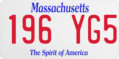 MA license plate 196YG5