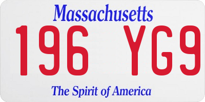 MA license plate 196YG9