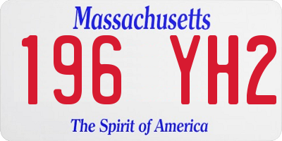 MA license plate 196YH2