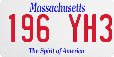 MA license plate 196YH3