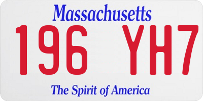 MA license plate 196YH7