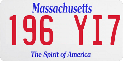 MA license plate 196YI7