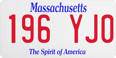 MA license plate 196YJ0