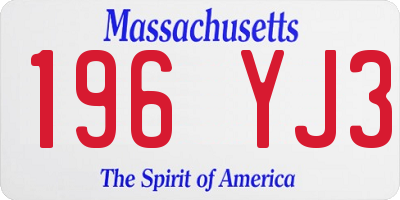MA license plate 196YJ3