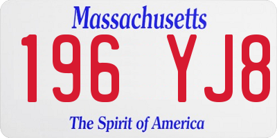MA license plate 196YJ8