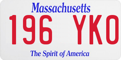 MA license plate 196YK0